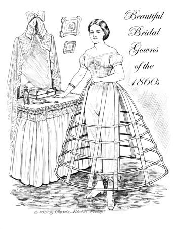 [1860's bride in her hoop skirt]